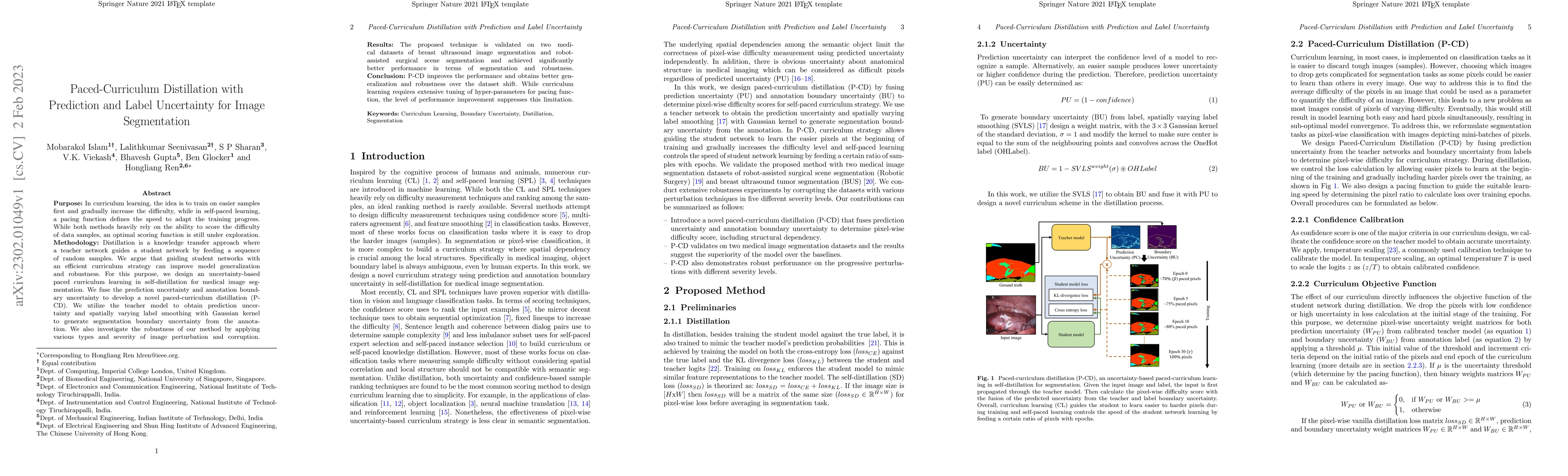 Thumbnail for Paced-Curriculum Distillation with Prediction and Label Uncertainty for
  Image Segmentation