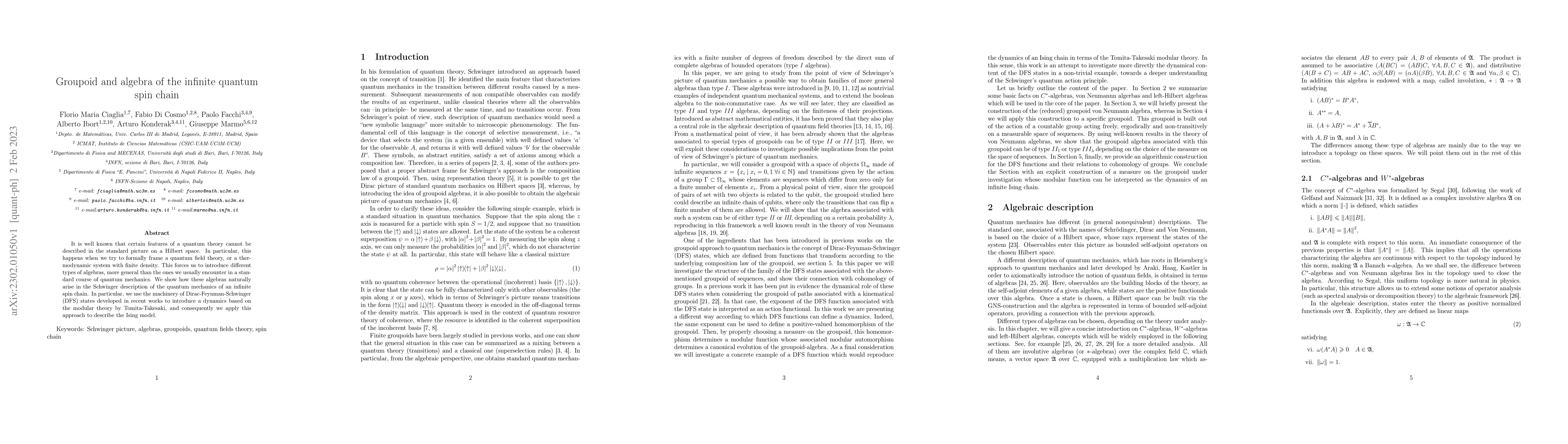 Thumbnail for Groupoid and algebra of the infinite quantum spin chain