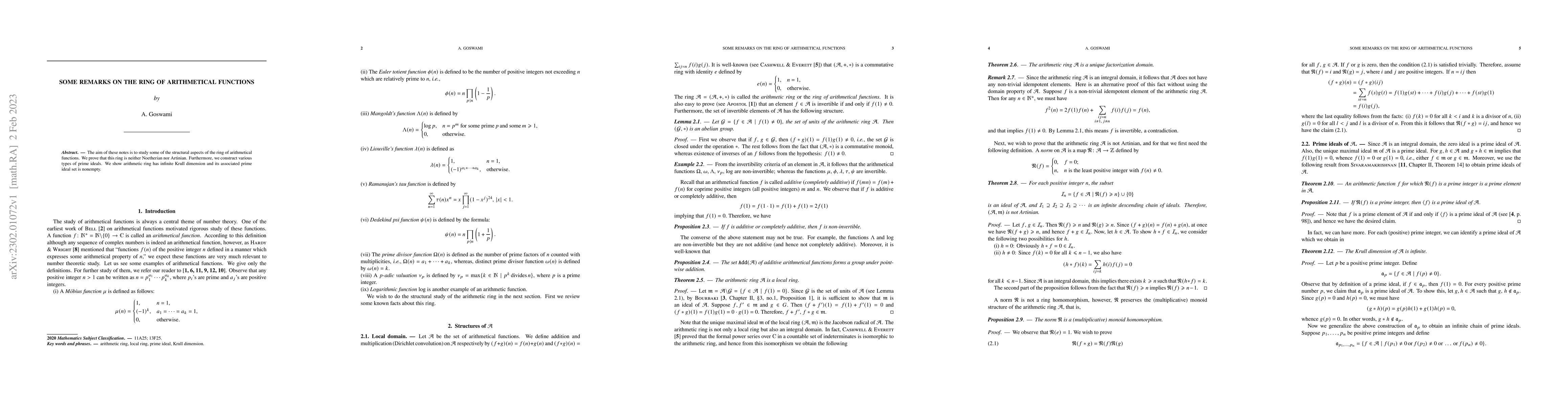 Thumbnail for Some remarks on the ring of arithmetical functions