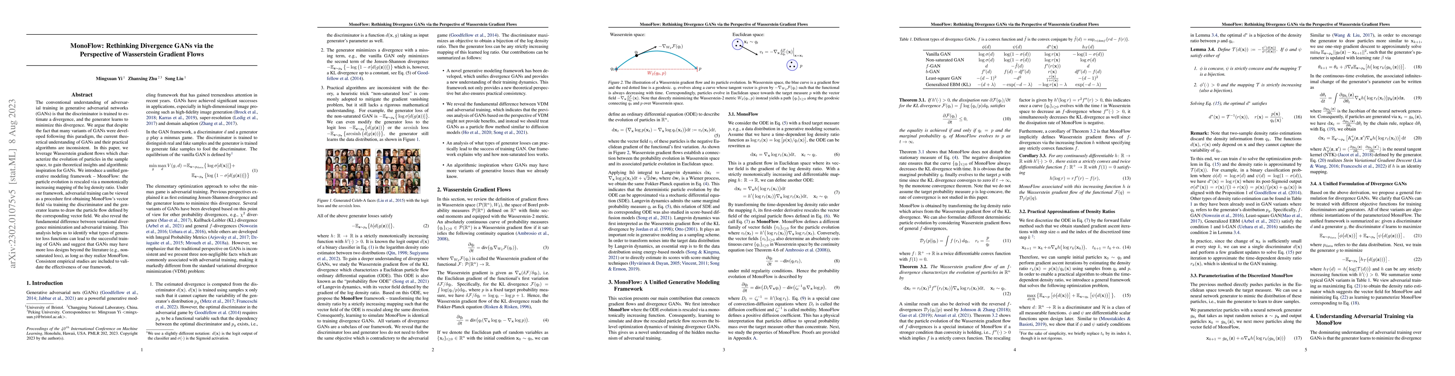 Thumbnail for MonoFlow: Rethinking Divergence GANs via the Perspective of Wasserstein
  Gradient Flows