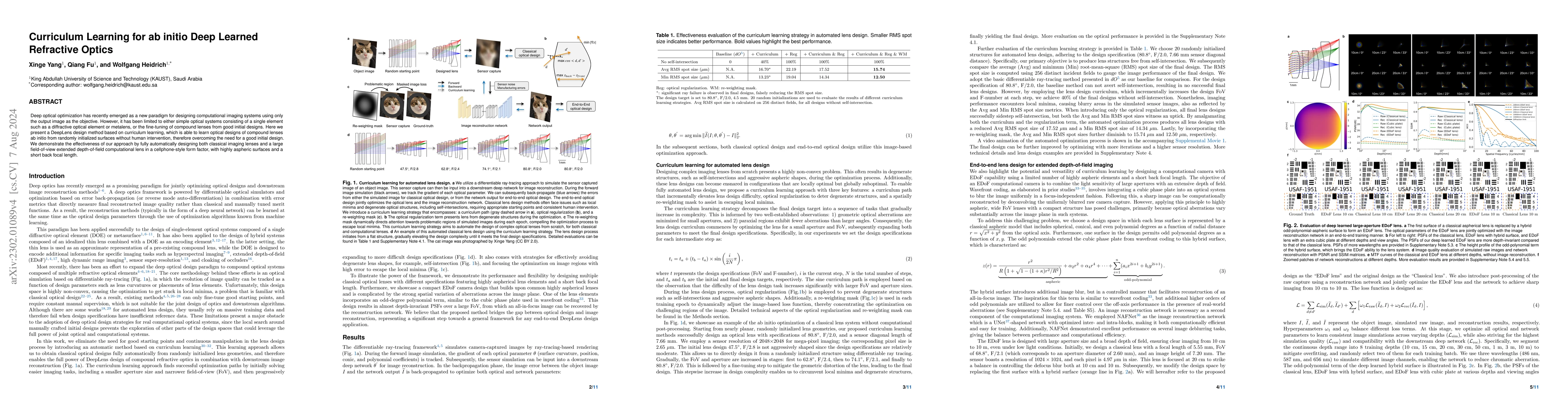 Thumbnail for Curriculum Learning for ab initio Deep Learned Refractive Optics