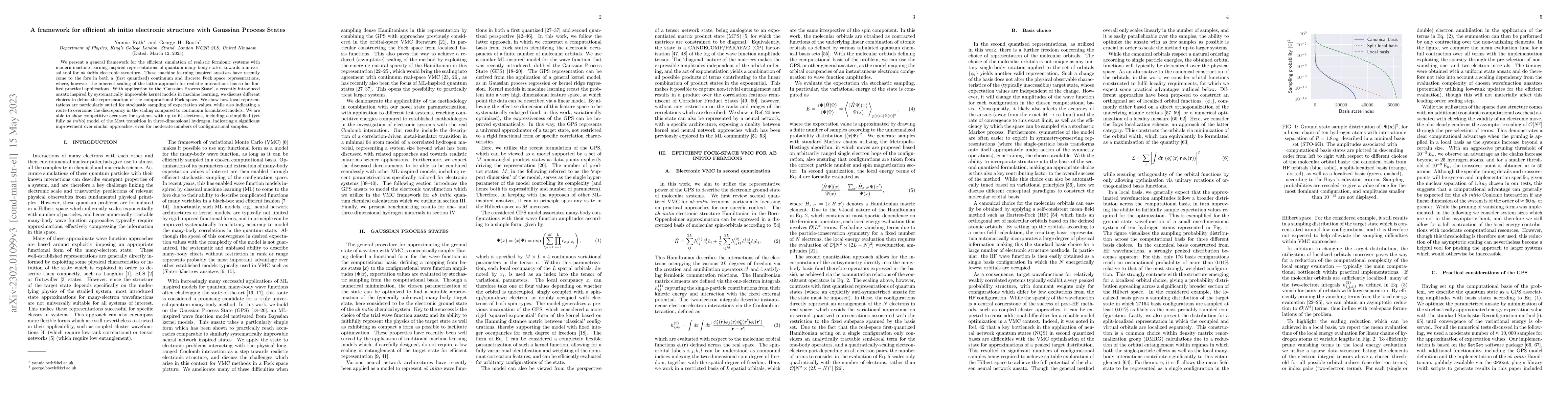 Thumbnail for A framework for efficient ab initio electronic structure with Gaussian
  Process States