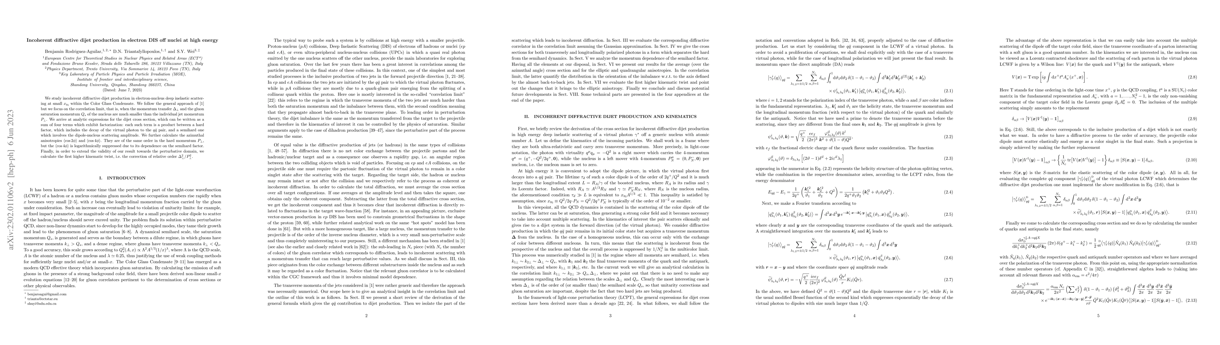 Thumbnail for Incoherent diffractive dijet production in electron DIS off nuclei at
  high energy
