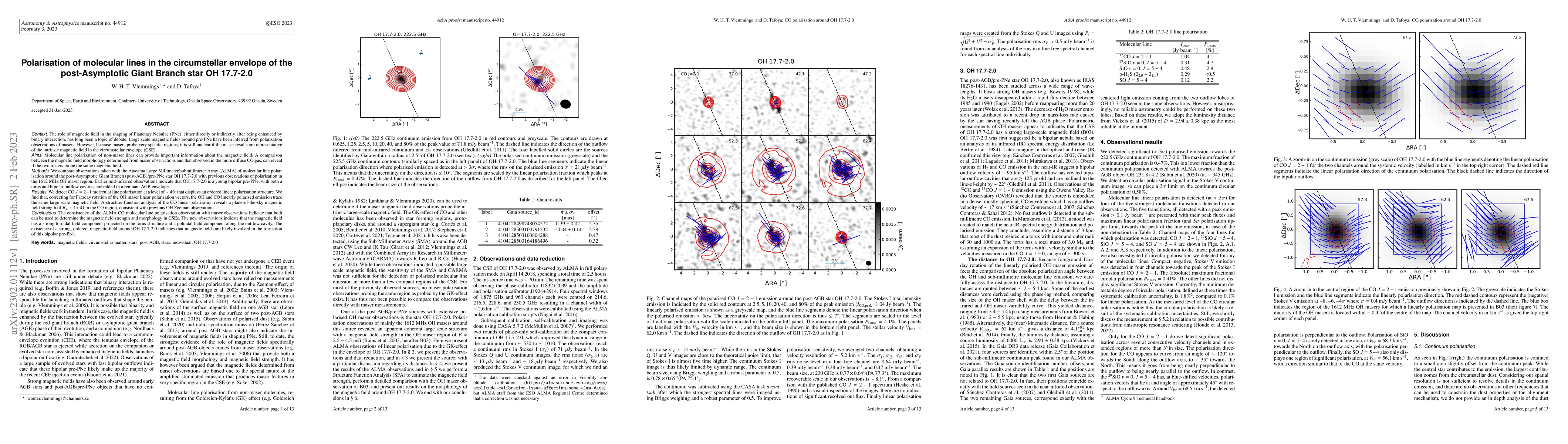 Thumbnail for Polarisation of molecular lines in the circumstellar envelope of the
  post-Asymptotic Giant Branch star OH 17.7-2.0