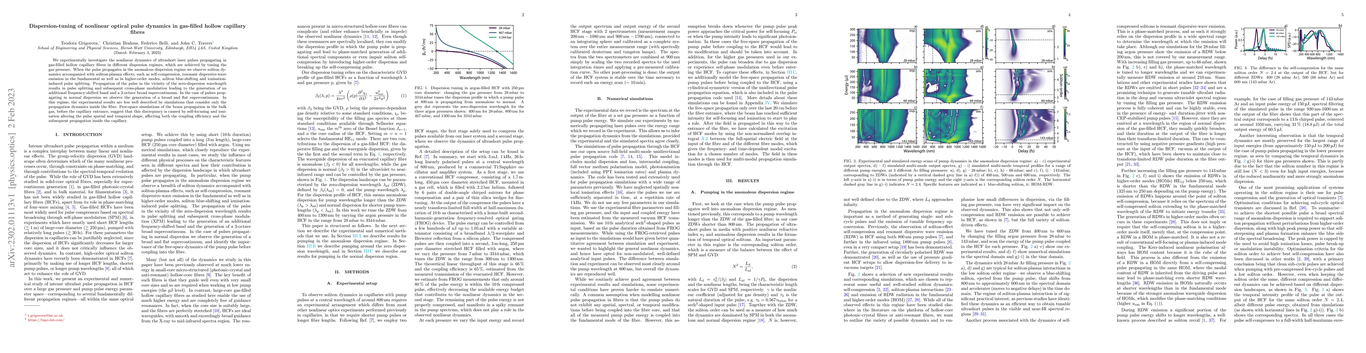 Thumbnail for Dispersion-tuning of nonlinear optical pulse dynamics in gas-filled
  hollow capillary fibres