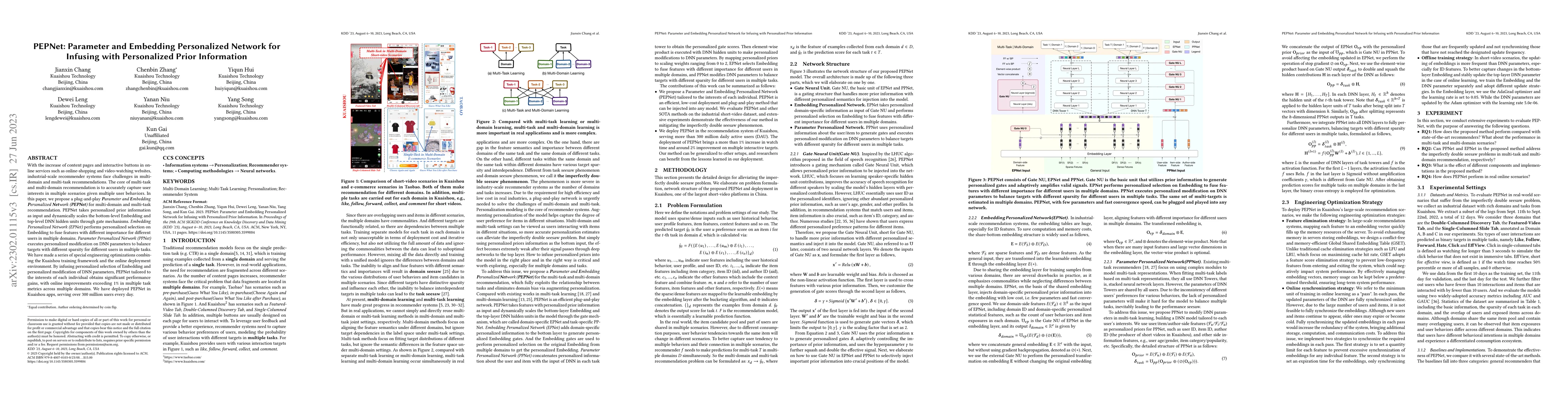 Thumbnail for PEPNet: Parameter and Embedding Personalized Network for Infusing with
  Personalized Prior Information