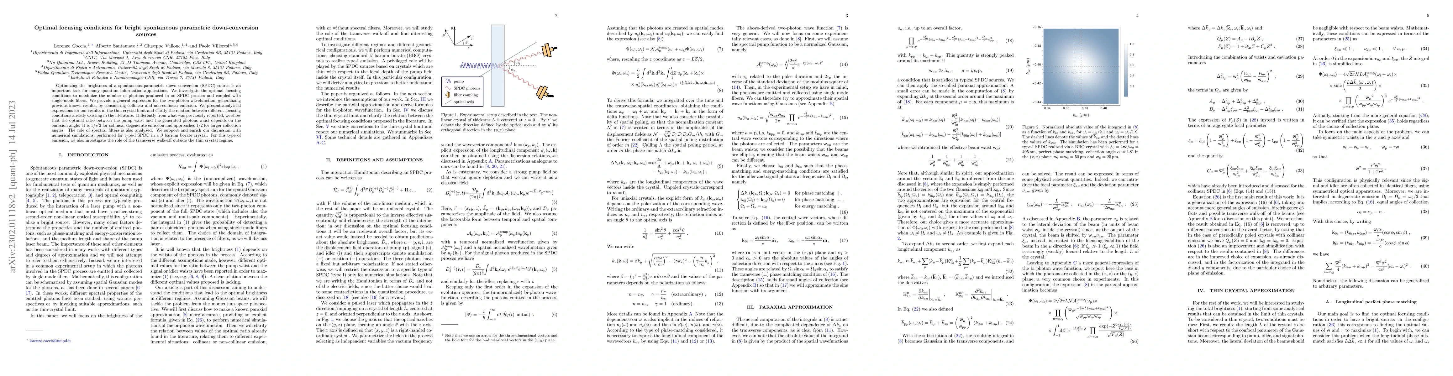 Thumbnail for Optimal focusing conditions for bright spontaneous parametric
  down-conversion sources