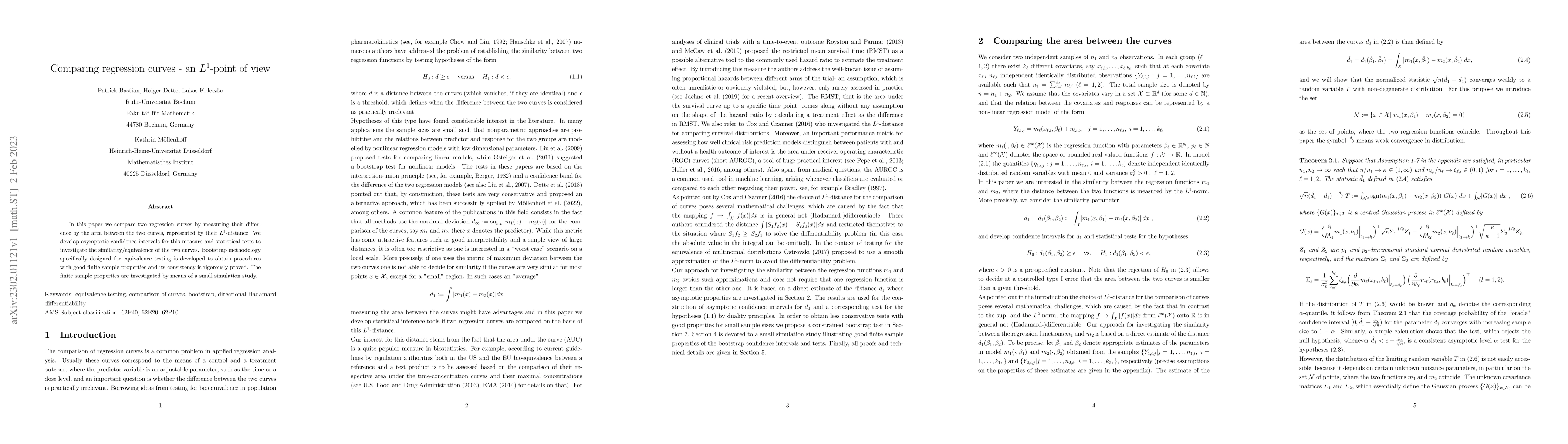 Thumbnail for Comparing regression curves -- an $L^1$-point of view