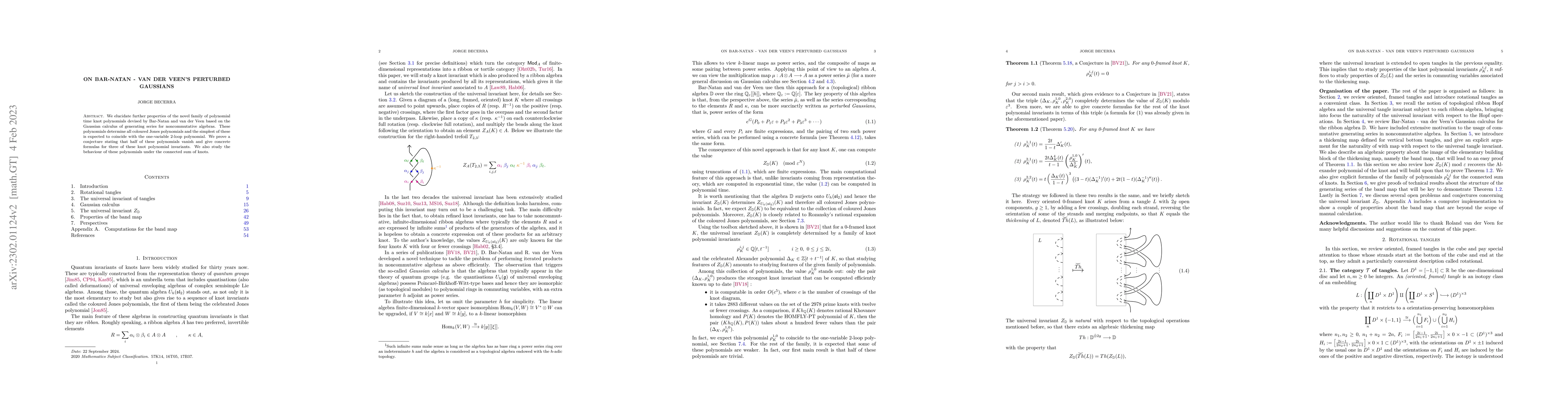 Thumbnail for On Bar-Natan - van der Veen's perturbed Gaussians