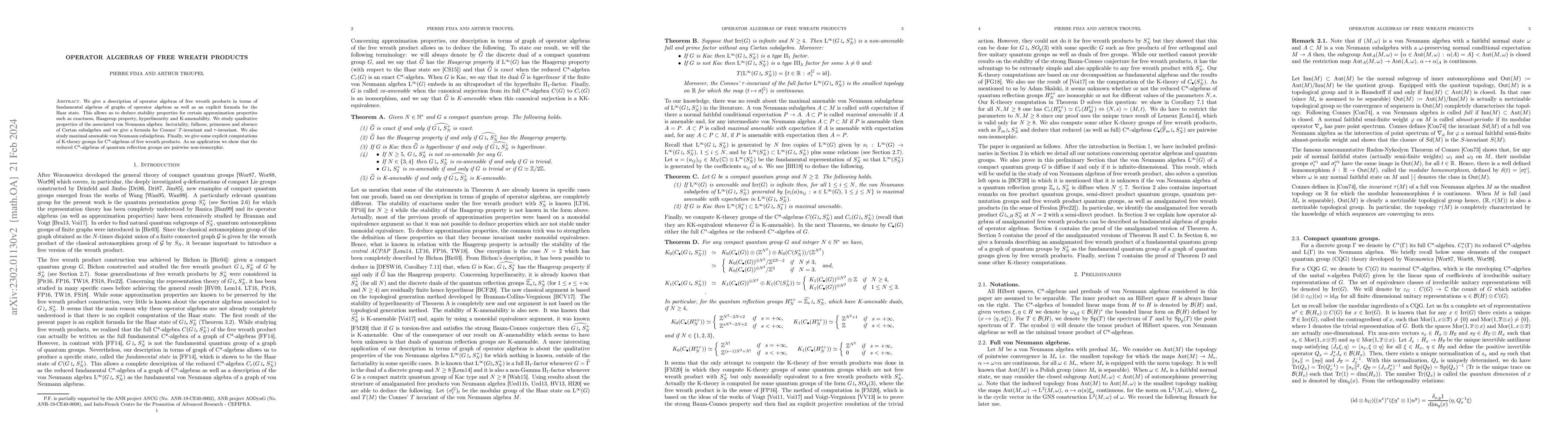 Thumbnail for Operator algebras of free wreath products