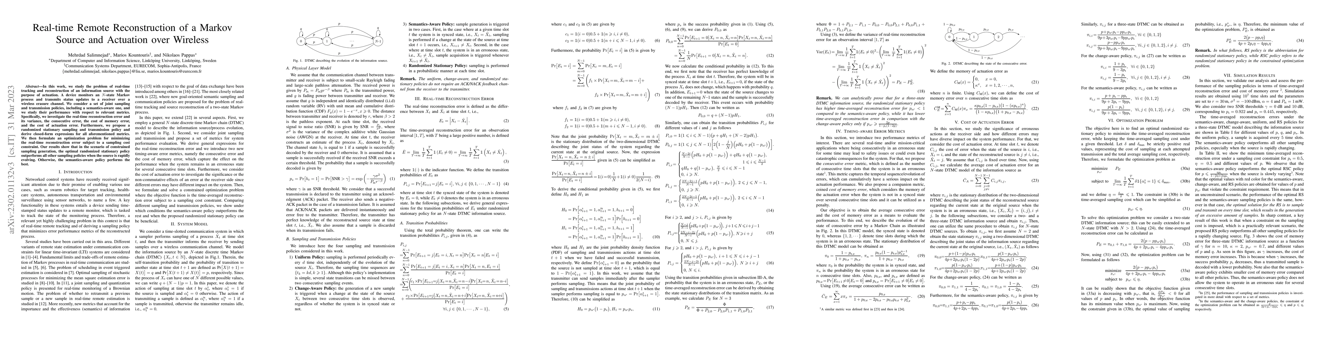 Thumbnail for Real-time Remote Reconstruction of a Markov Source and Actuation over
  Wireless