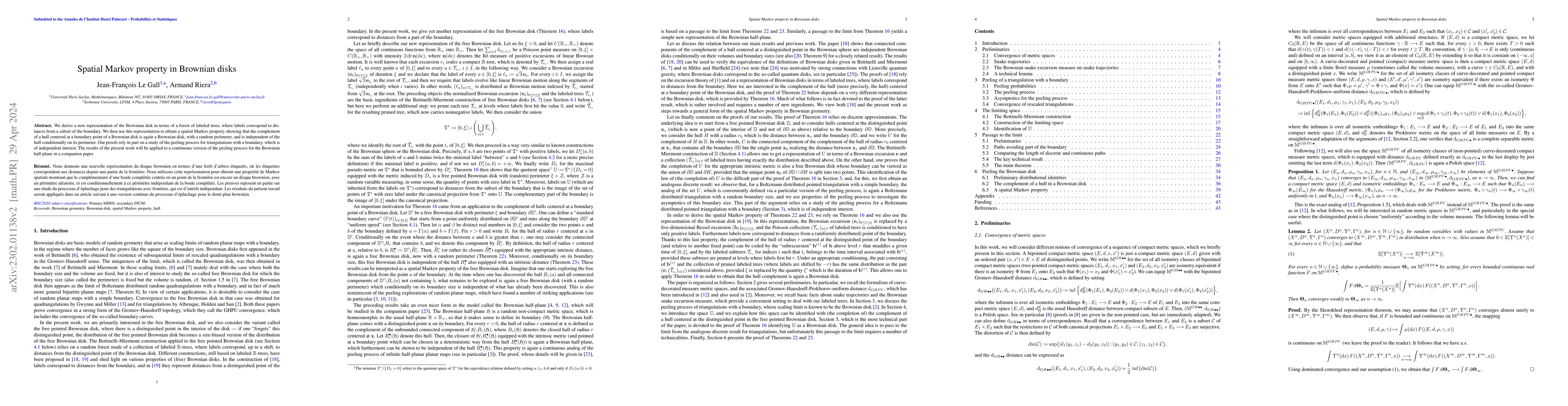 Thumbnail for Spatial Markov property in Brownian disks