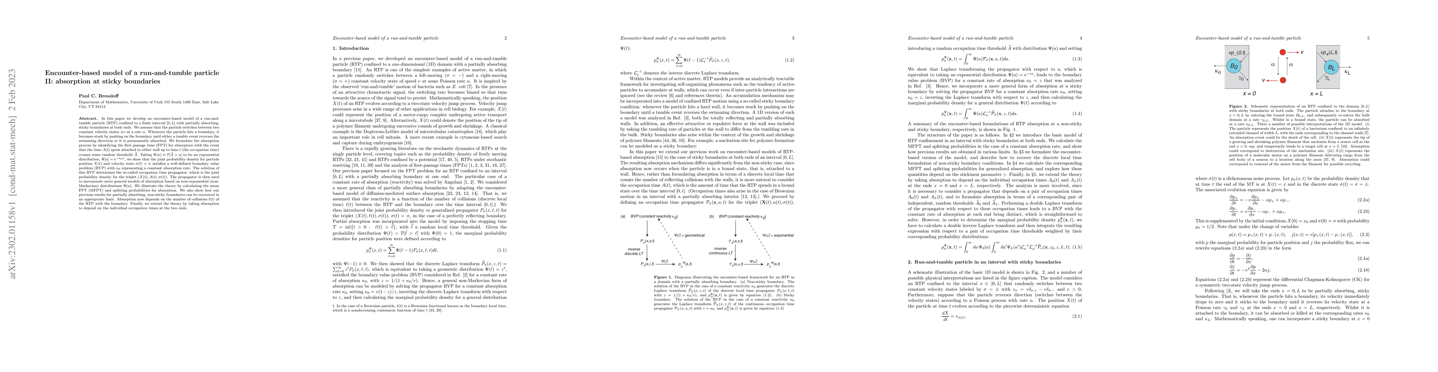 Thumbnail for Encounter-based model of a run-and-tumble particle II: absorption at
  sticky boundaries