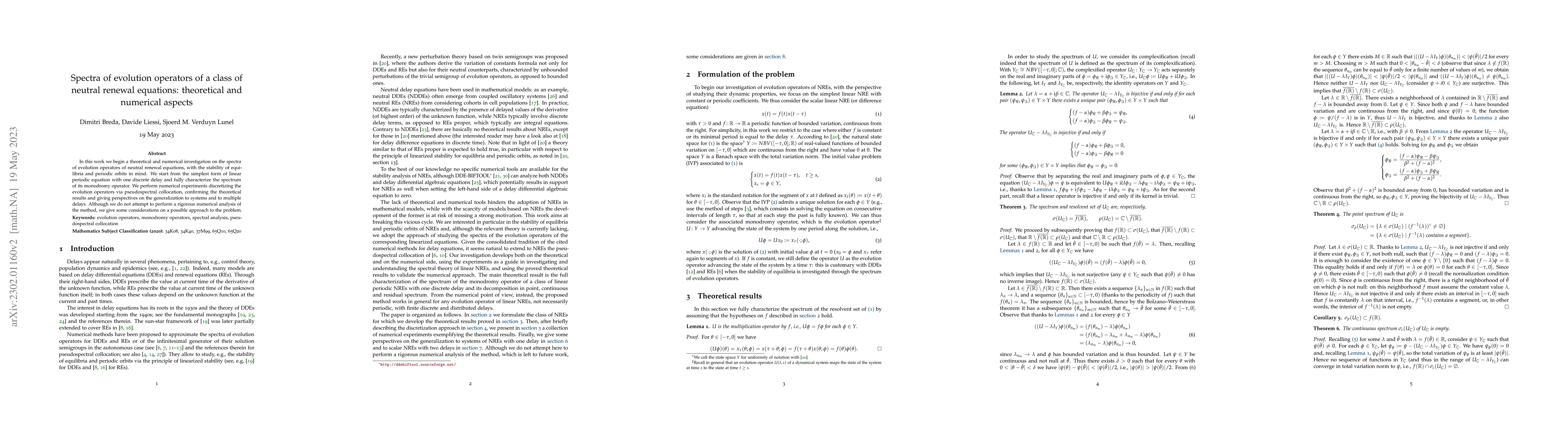 Thumbnail for Spectra of evolution operators of a class of neutral renewal equations:
  theoretical and numerical aspects