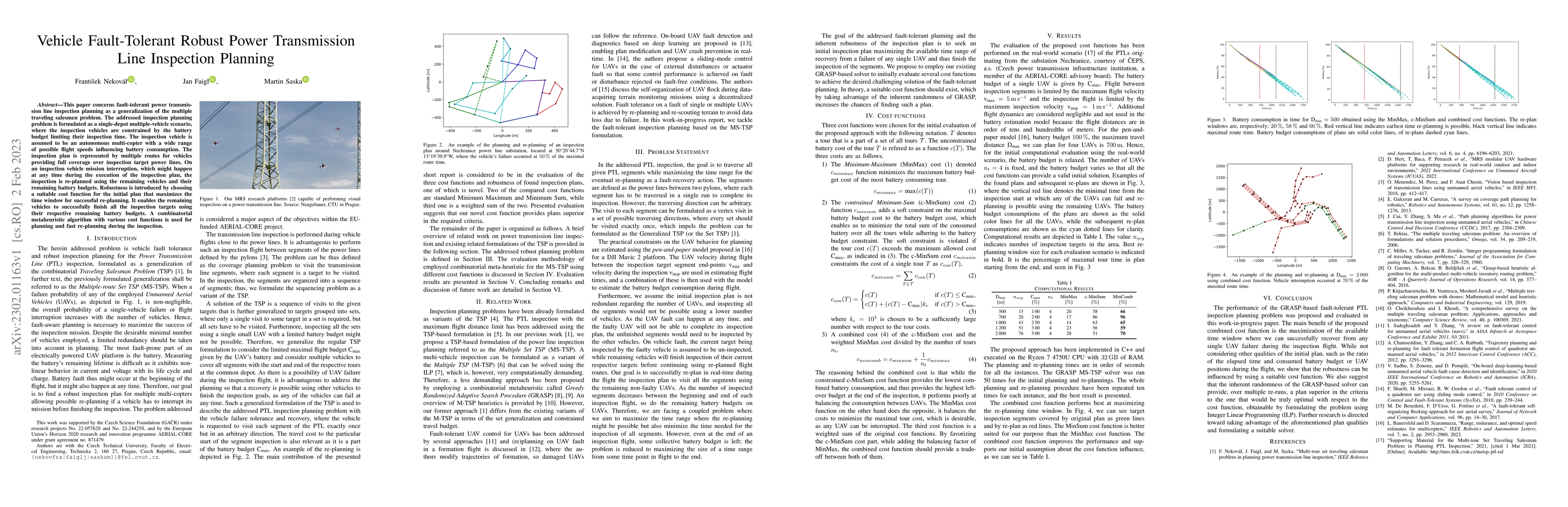 Thumbnail for Vehicle Fault-Tolerant Robust Power Transmission Line Inspection
  Planning