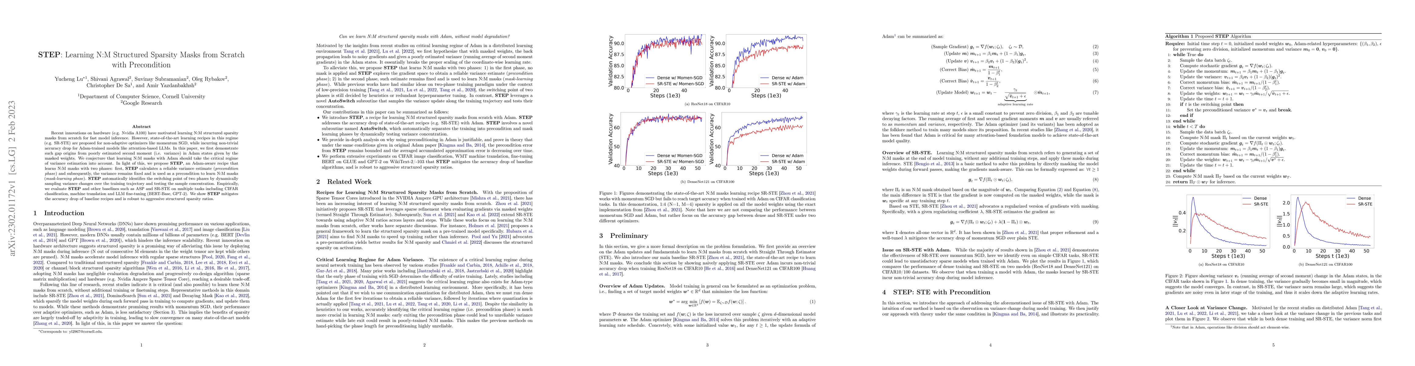 Thumbnail for STEP: Learning N:M Structured Sparsity Masks from Scratch with
  Precondition