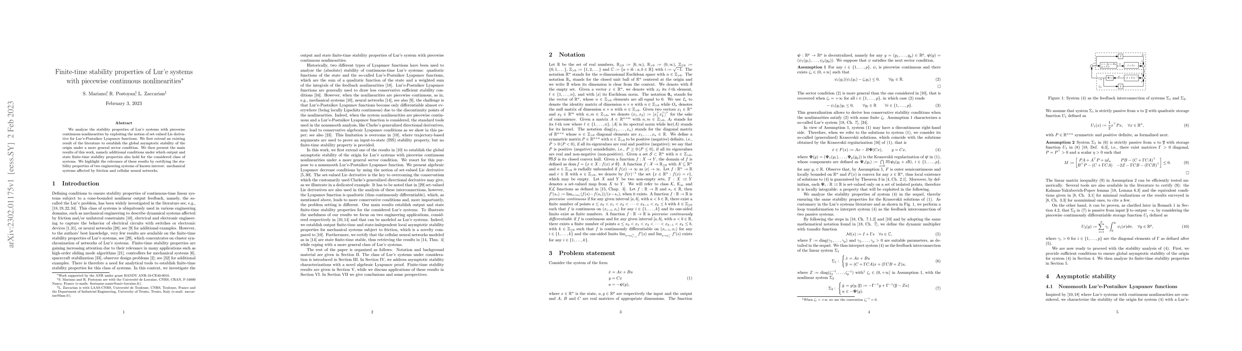 Thumbnail for Finite-time stability properties of Lur'e systems with piecewise
  continuous nonlinearities
