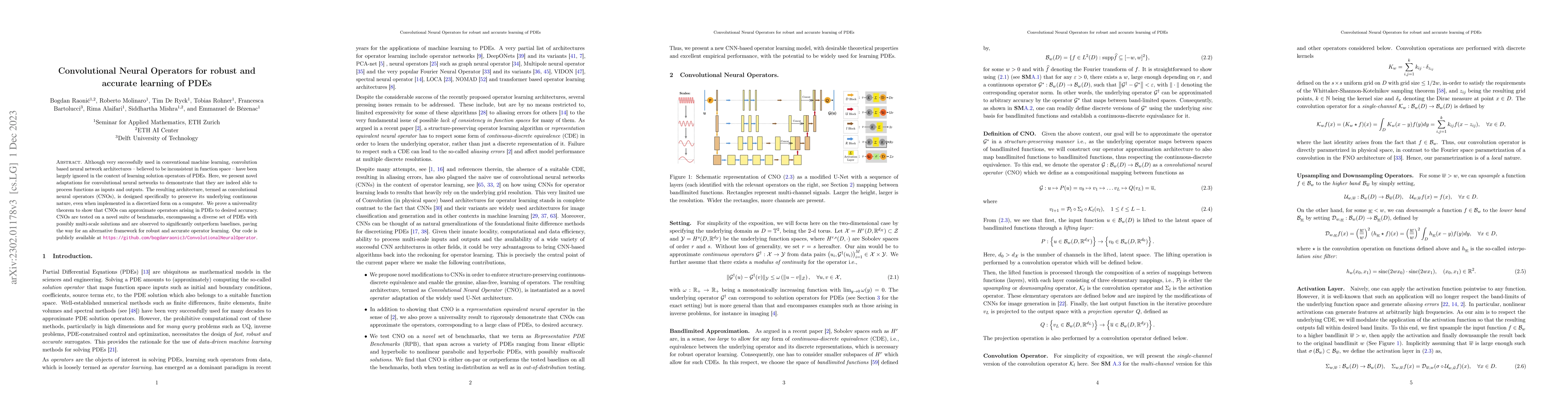 Thumbnail for Convolutional Neural Operators for robust and accurate learning of PDEs