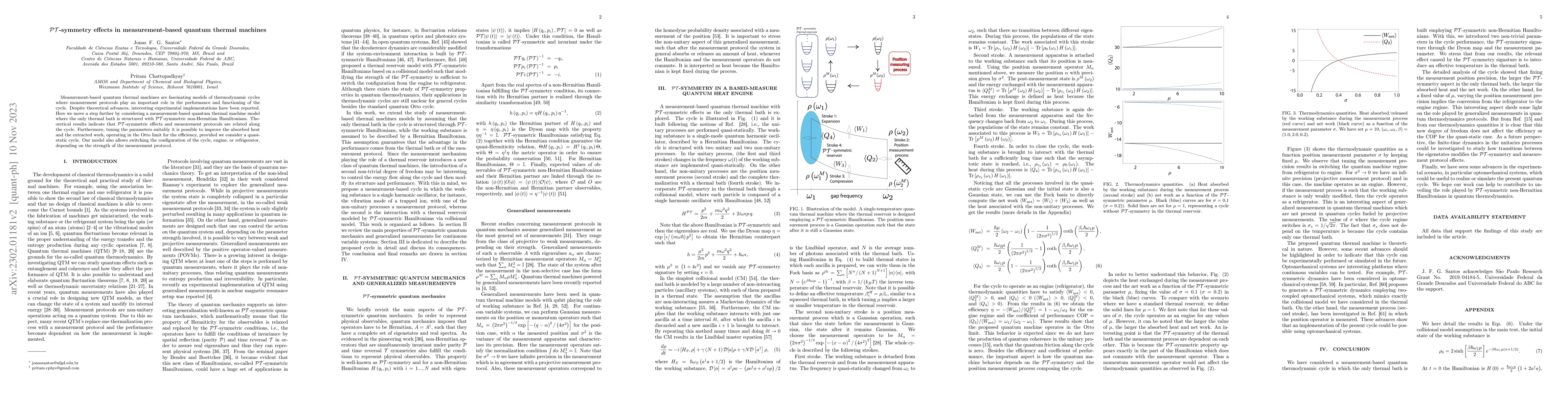 Thumbnail for $\mathcal{PT}$-symmetric effects in measurement-based quantum thermal
  machines