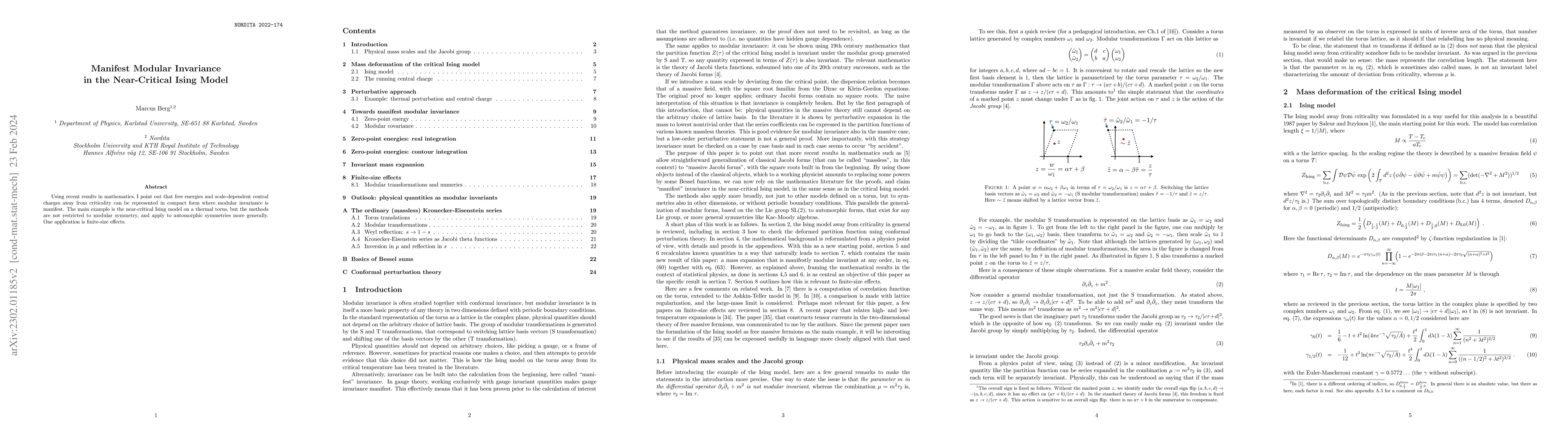 Thumbnail for Manifest Modular Invariance in the Near-Critical Ising Model