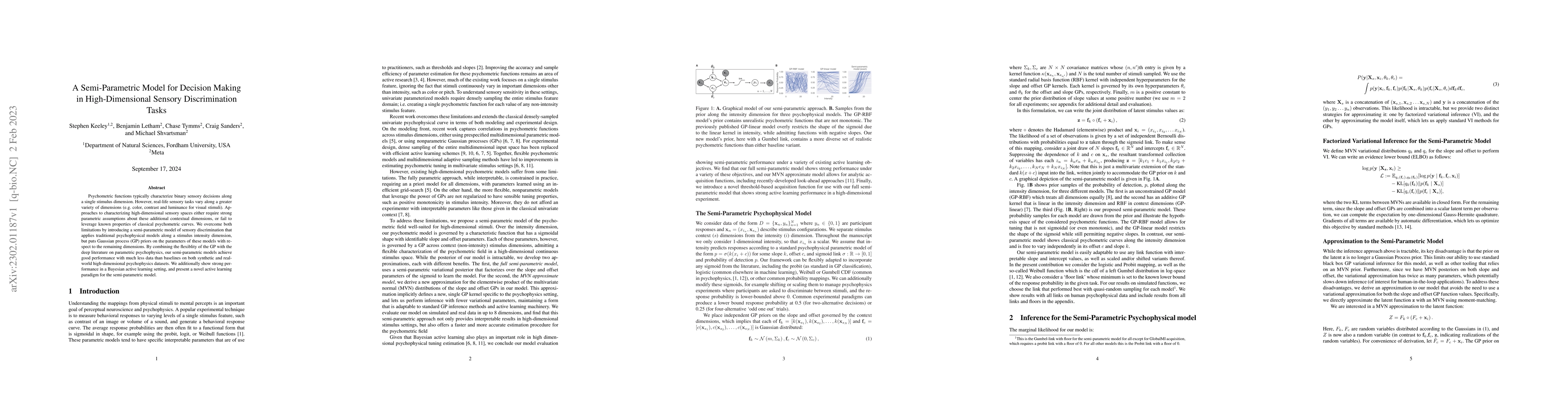 Thumbnail for A Semi-Parametric Model for Decision Making in High-Dimensional Sensory
  Discrimination Tasks