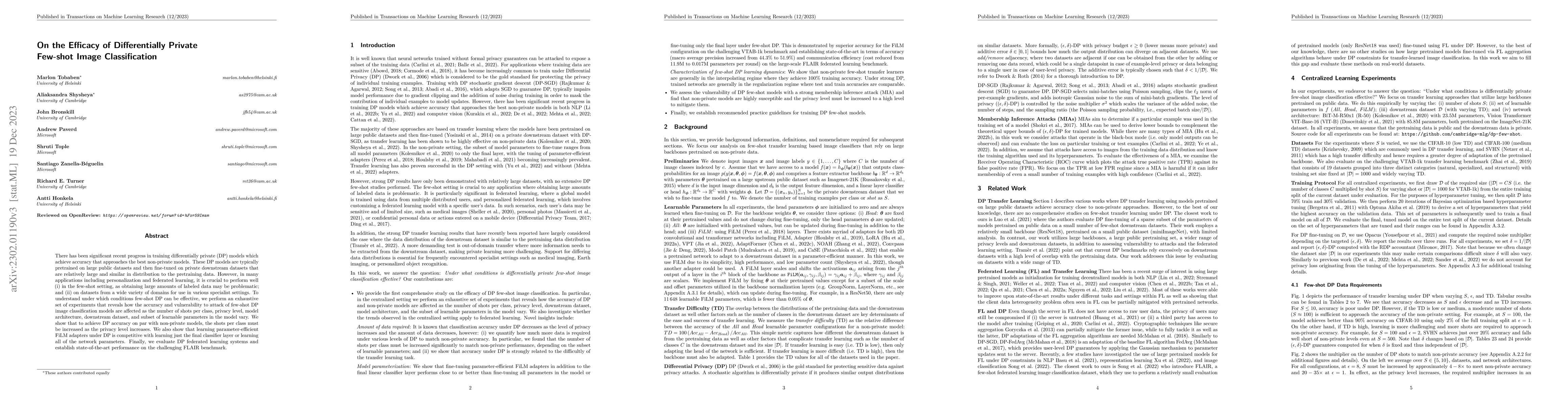 Thumbnail for On the Efficacy of Differentially Private Few-shot Image Classification