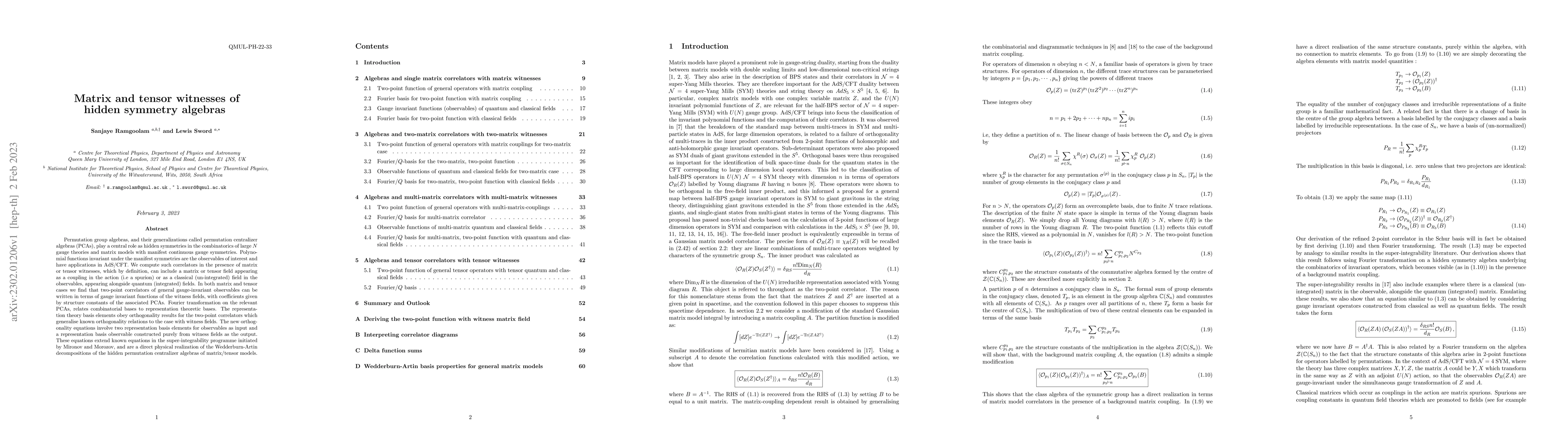 Thumbnail for Matrix and tensor witnesses of hidden symmetry algebras