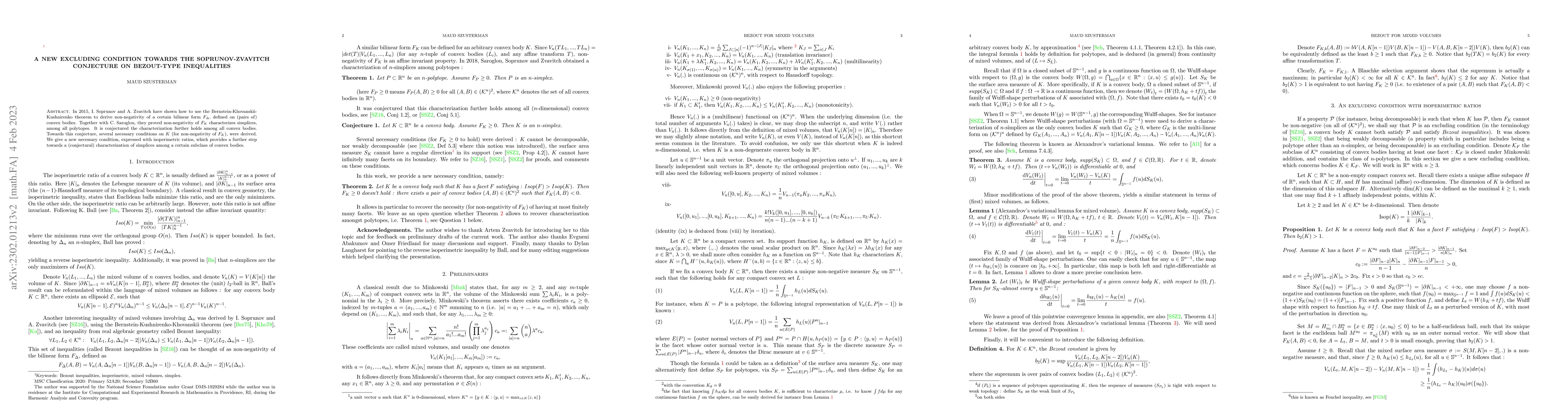 Thumbnail for A New Excluding Condition towards the Soprunov-Zvavitch conjecture on
  Bezout-type inequalities