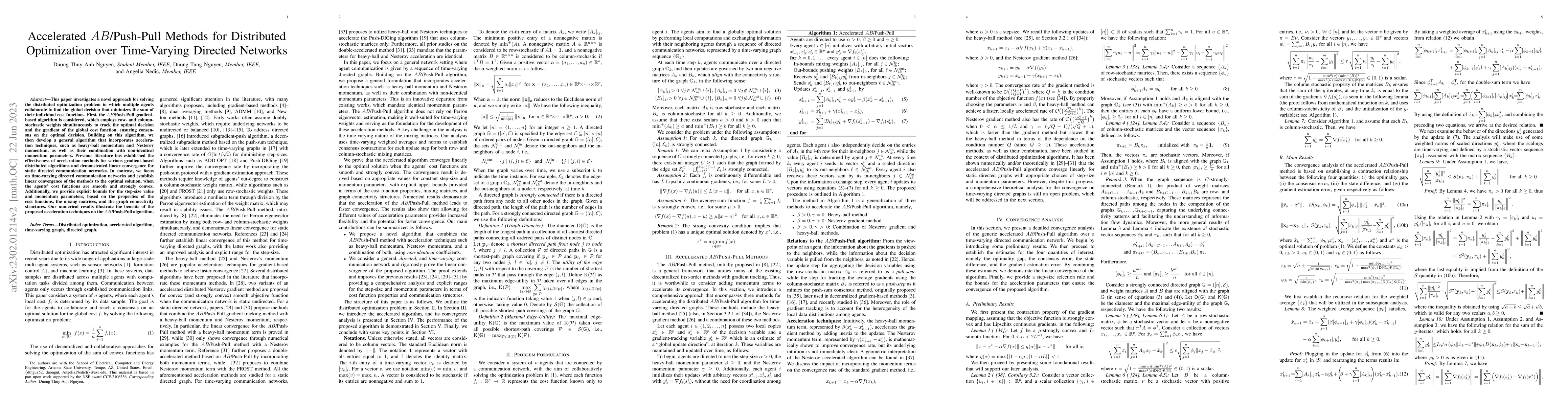 Thumbnail for Accelerated $AB$/Push-Pull Methods for Distributed Optimization over
  Time-Varying Directed Networks