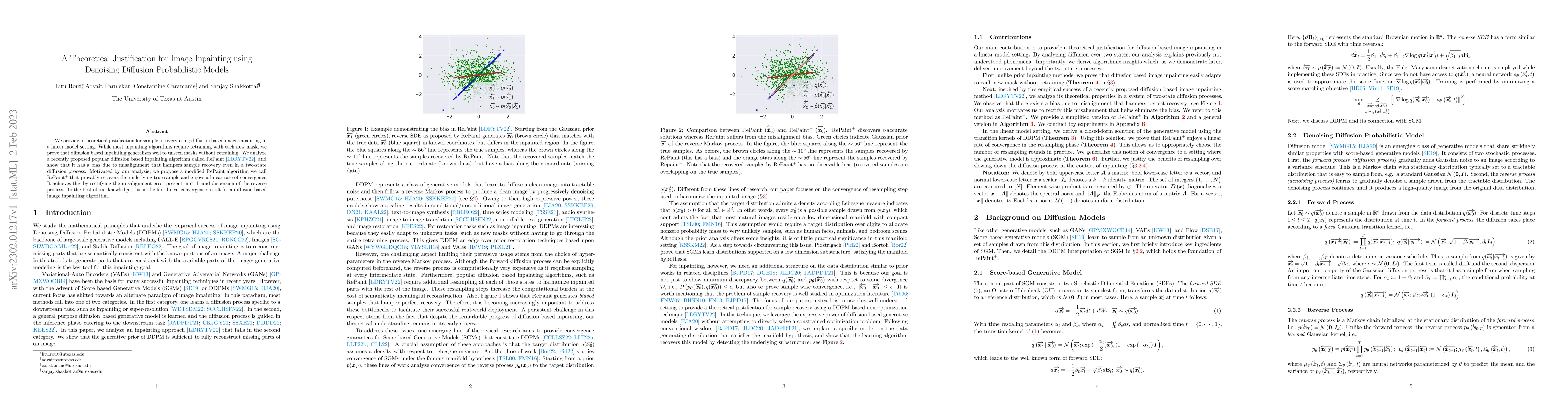 Thumbnail for A Theoretical Justification for Image Inpainting using Denoising
  Diffusion Probabilistic Models