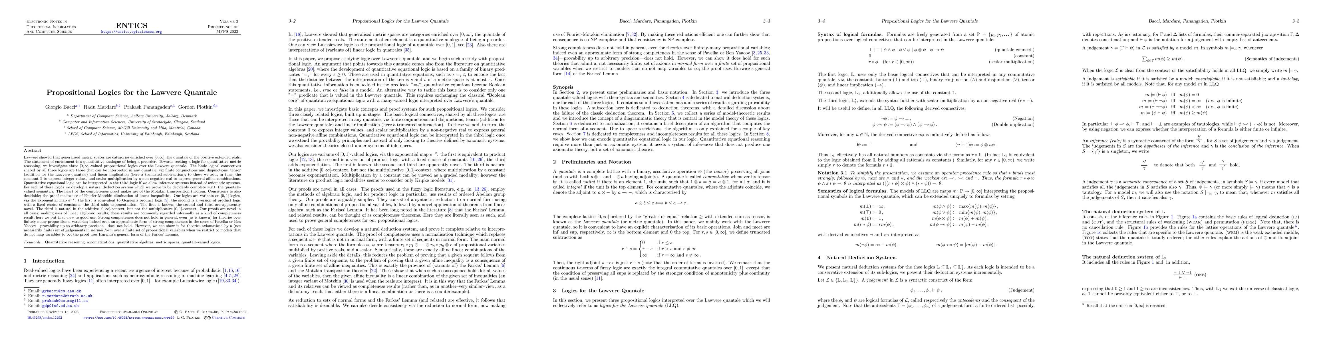 Thumbnail for Propositional Logics for the Lawvere Quantale