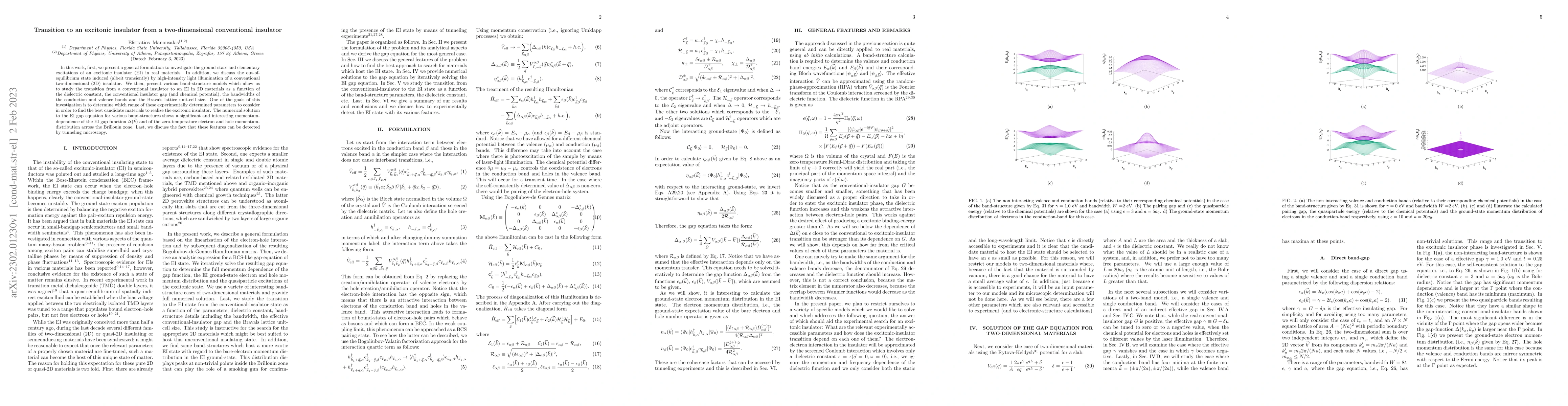 Thumbnail for Transition to an excitonic insulator from a two-dimensional conventional
  insulator
