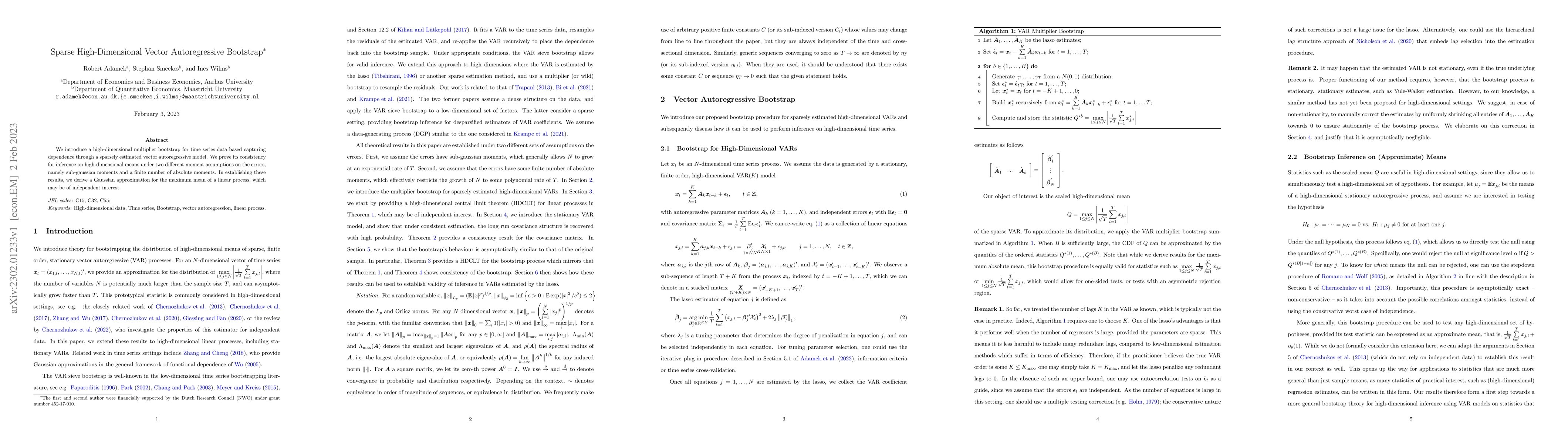Thumbnail for Sparse High-Dimensional Vector Autoregressive Bootstrap