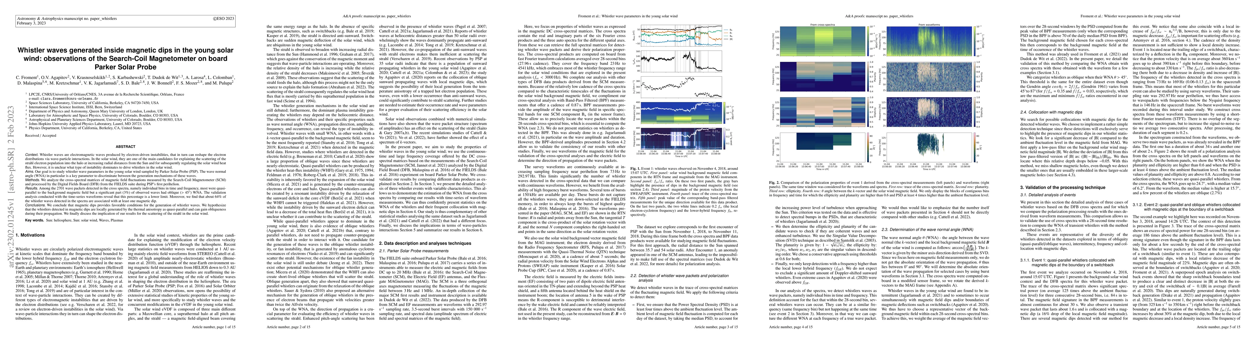 Thumbnail for Whistler waves generated inside magnetic dips in the young solar wind:
  observations of the Search-Coil Magnetometer on board Parker Solar Probe