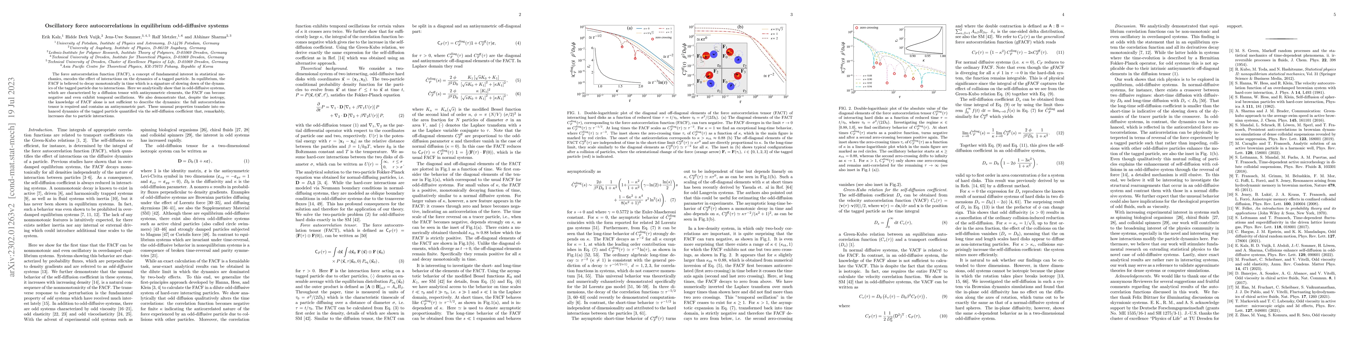 Thumbnail for Oscillatory force autocorrelations in equilibrium odd-diffusive systems
