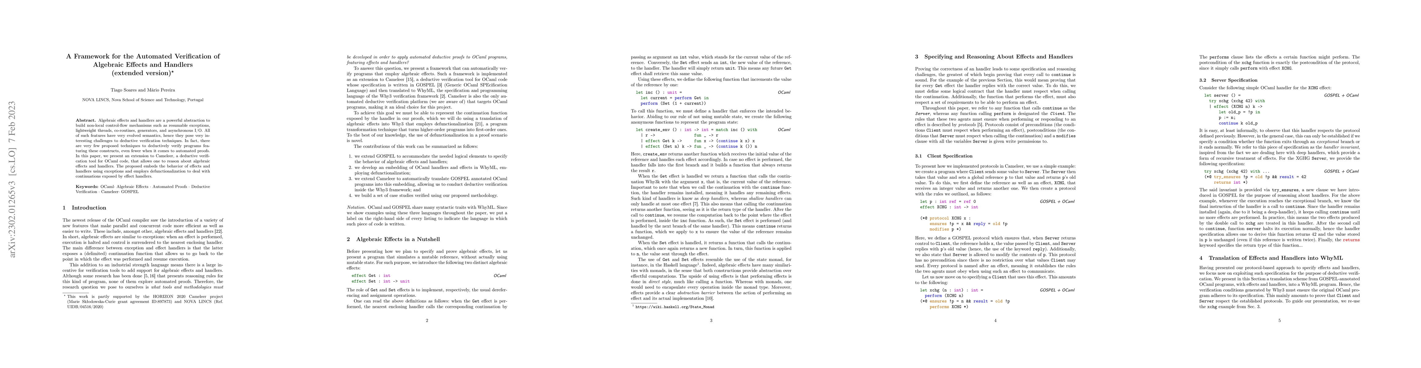 Thumbnail for A Framework for the Automated Verification of Algebraic Effects and
  Handlers (extended version)