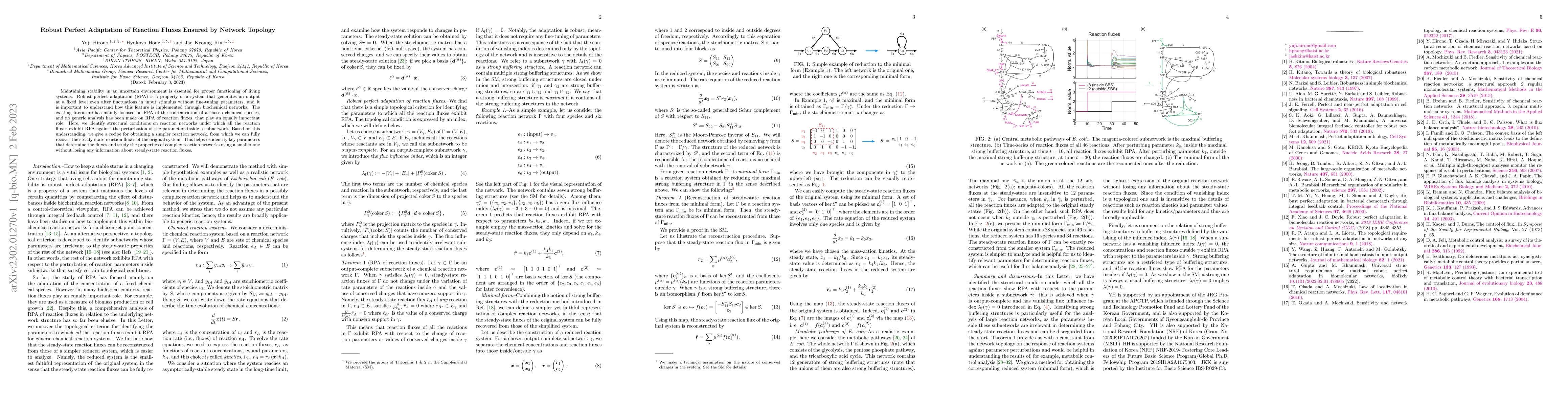 Thumbnail for Robust Perfect Adaptation of Reaction Fluxes Ensured by Network Topology