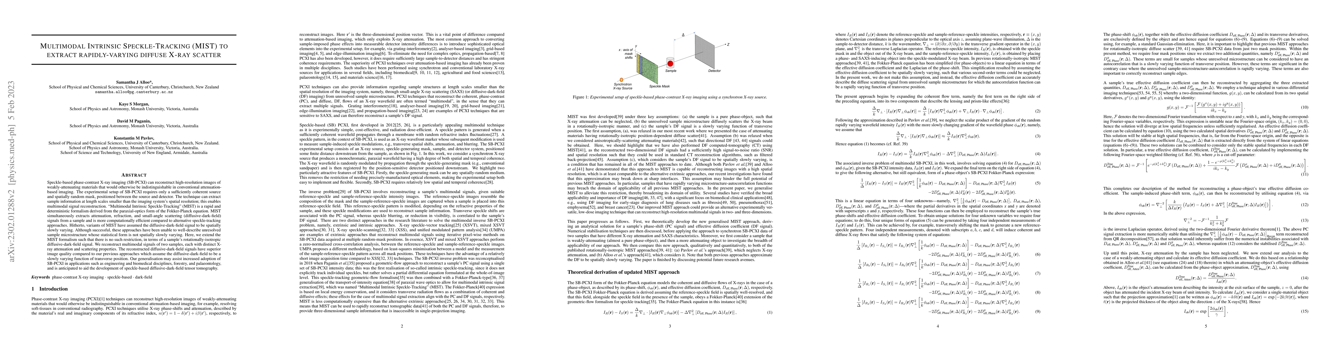 Thumbnail for Multimodal Intrinsic Speckle-Tracking (MIST) to extract rapidly-varying
  diffuse X-ray scatter