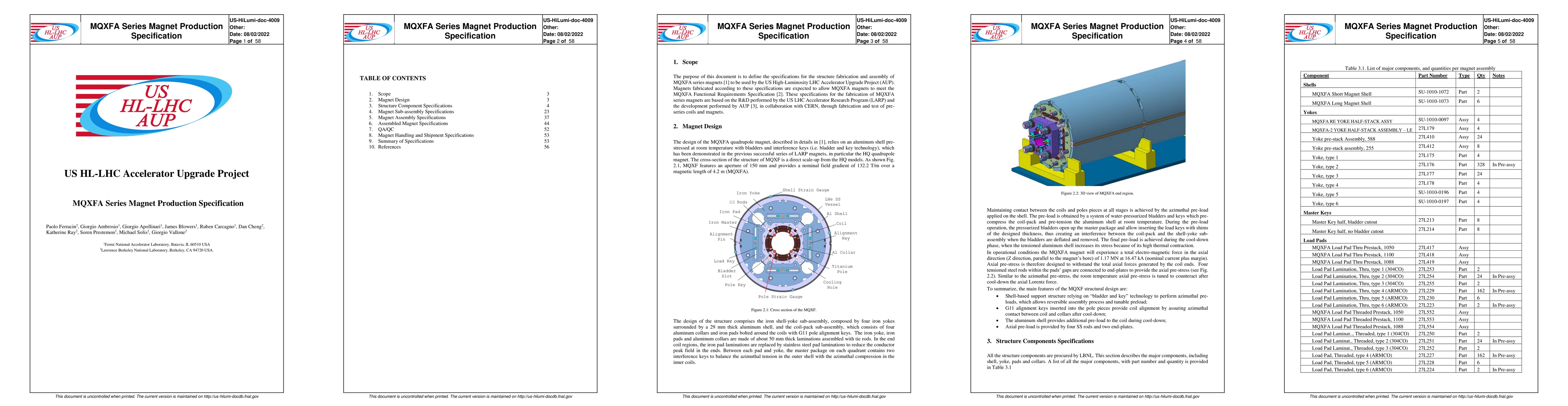 Thumbnail for MQXFA Series Magnet Production Specification