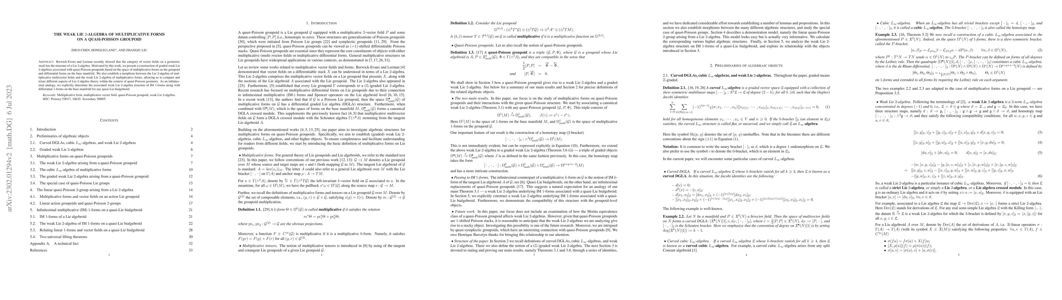 Thumbnail for The weak Lie 2-algebra of multiplicative forms on a quasi-Poisson
  groupoid