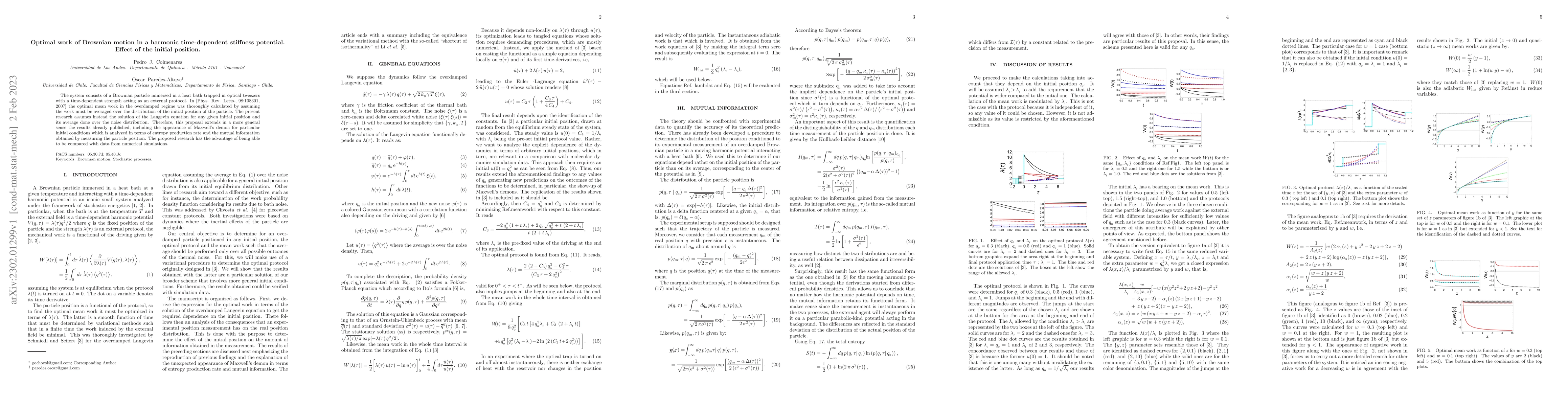 Thumbnail for Optimal work of Brownian motion in a harmonic time-dependent stiffness
  potential. Effect of the initial position