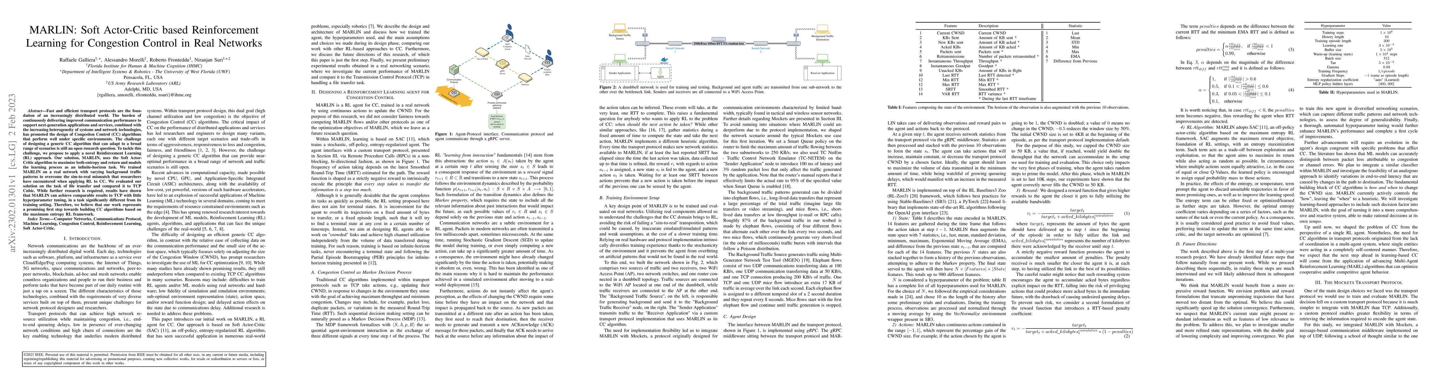Thumbnail for MARLIN: Soft Actor-Critic based Reinforcement Learning for Congestion
  Control in Real Networks