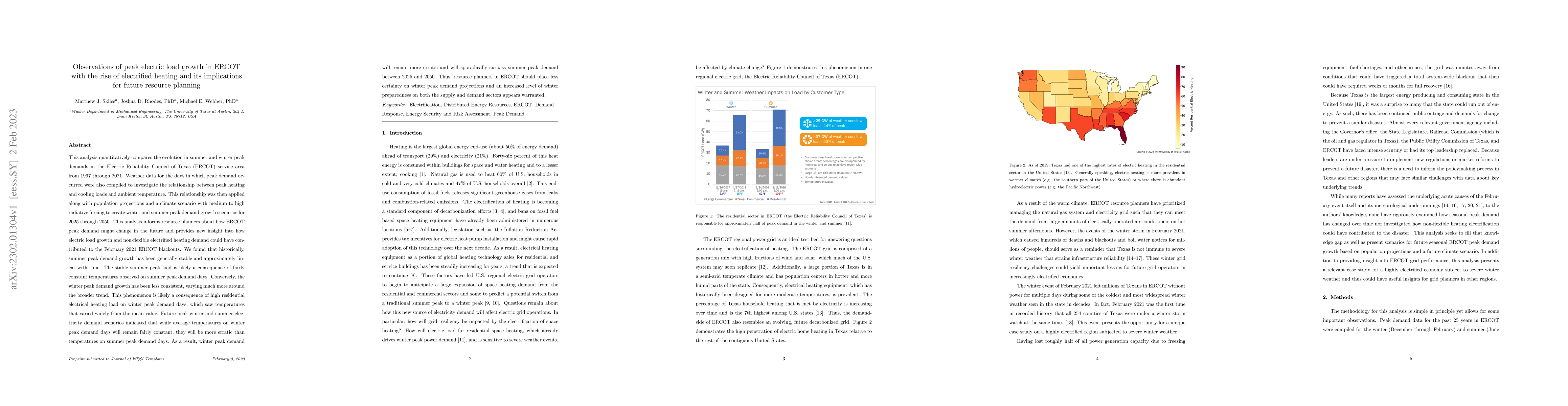 Thumbnail for Observations of peak electric load growth in ERCOT with the rise of
  electrified heating and its implications for future resource planning