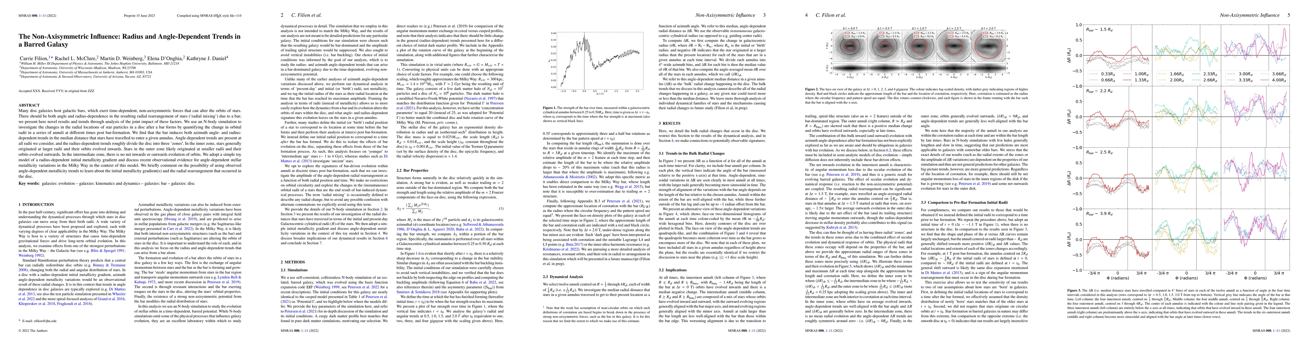 Thumbnail for The Non-Axisymmetric Influence: Radius and Angle-Dependent Trends in a
  Barred Galaxy