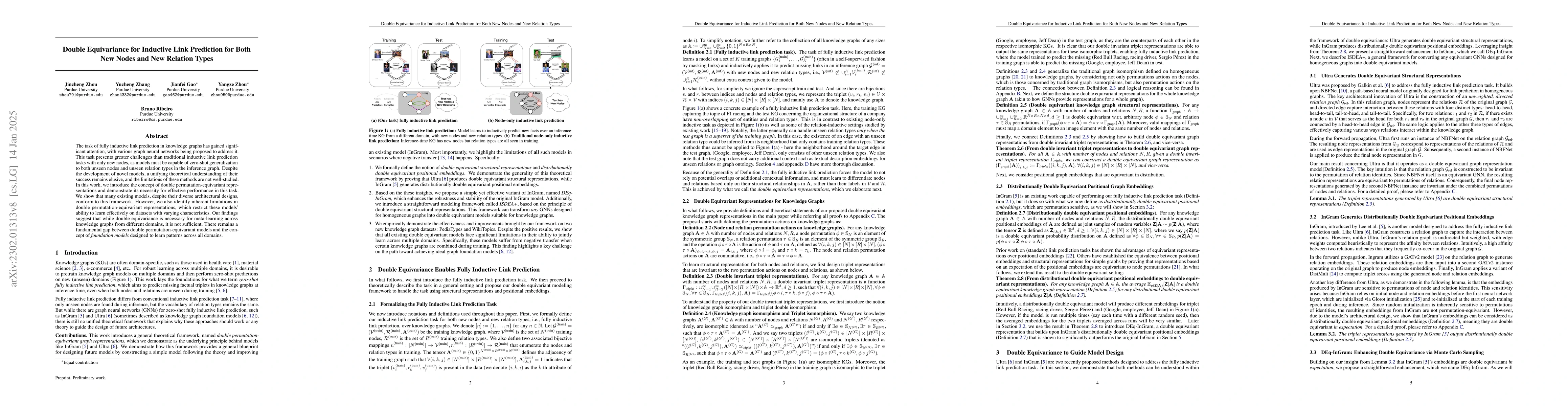 Thumbnail for Double Equivariance for Inductive Link Prediction for Both New Nodes and
  New Relation Types