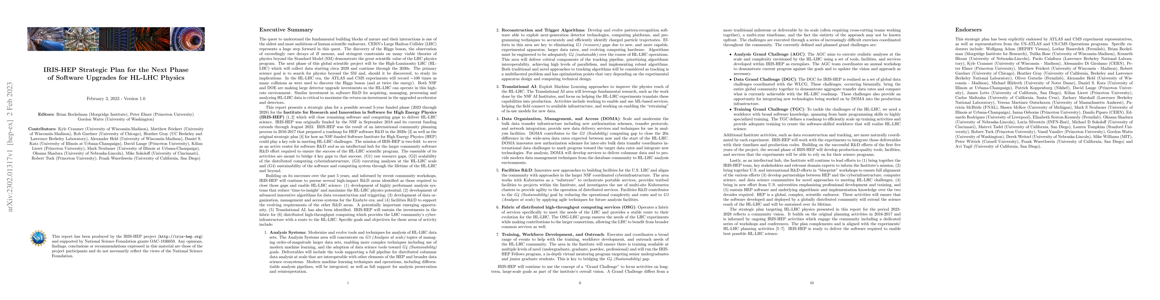 Thumbnail for IRIS-HEP Strategic Plan for the Next Phase of Software Upgrades for
  HL-LHC Physics