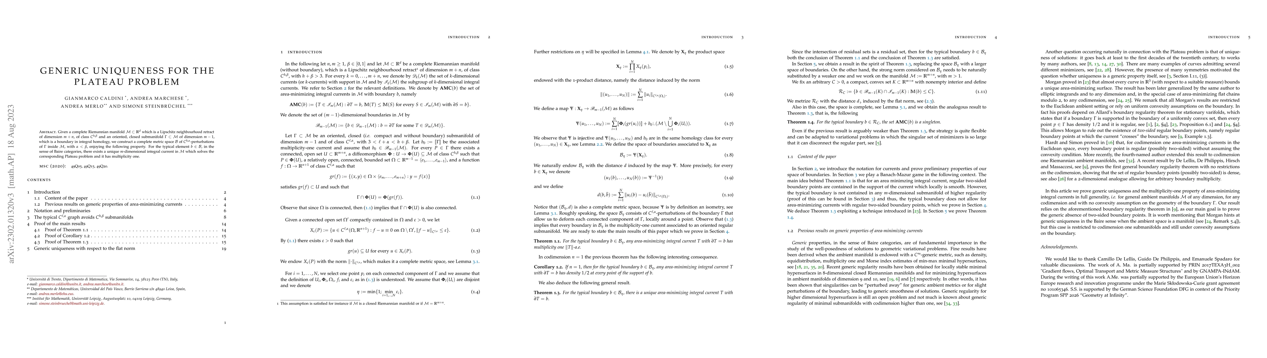 Thumbnail for Generic uniqueness for the Plateau problem