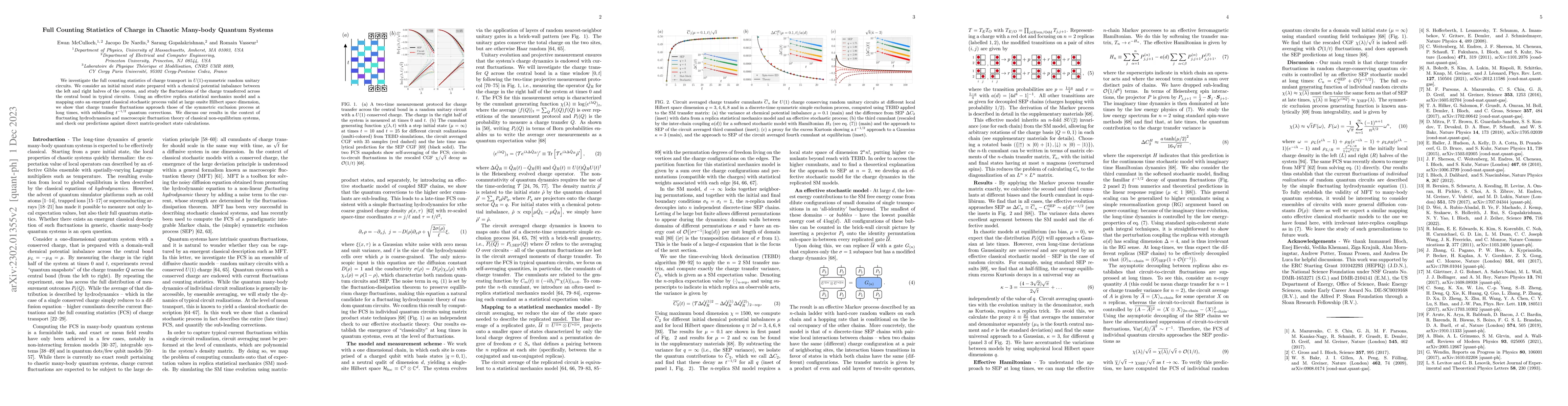 Thumbnail for Full Counting Statistics of Charge in Chaotic Many-body Quantum Systems