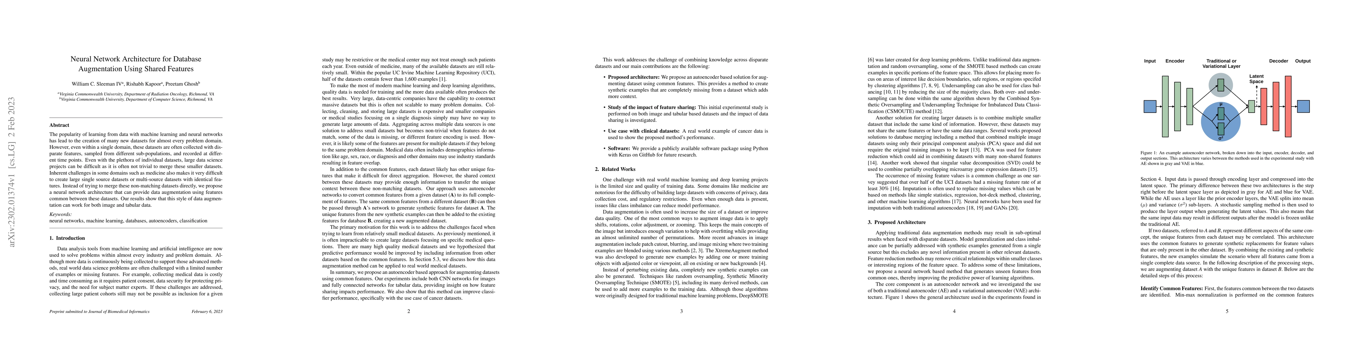 Thumbnail for Neural Network Architecture for Database Augmentation Using Shared
  Features