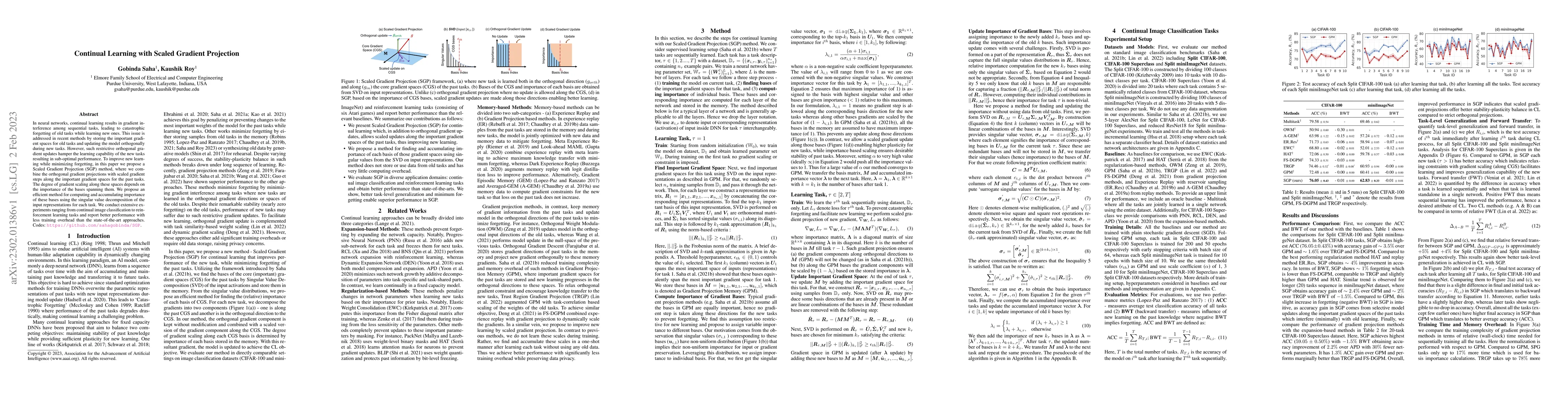 Thumbnail for Continual Learning with Scaled Gradient Projection